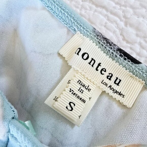 Monteau Women's Mini Dress Size Small Blue Green Floral Fit & Flare Sleeveless - Picture 5 of 12